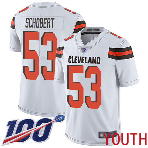 Cleveland Browns Joe Schobert Youth White Limited Jersey #53 NFL Football Road 100th Season Vapor Untouchable
